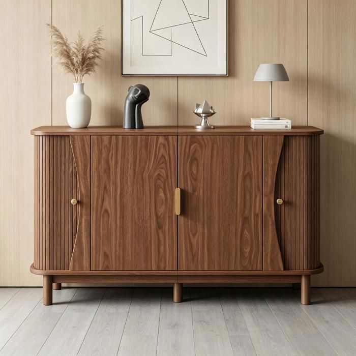 Buffet - Style Scandinave - Buffet Bahut de Salon - 2 Portes Coulissantes + 2 portes battantes - L140 x P40 x H88