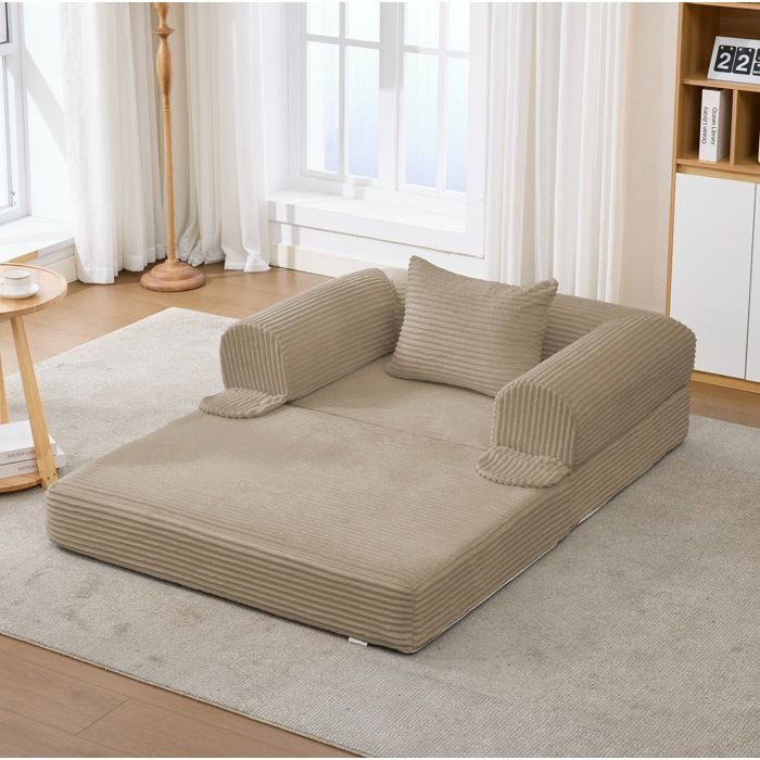 VUENOR chauffeuse convertible 1 place 120x85x65 cm marron – gain de place