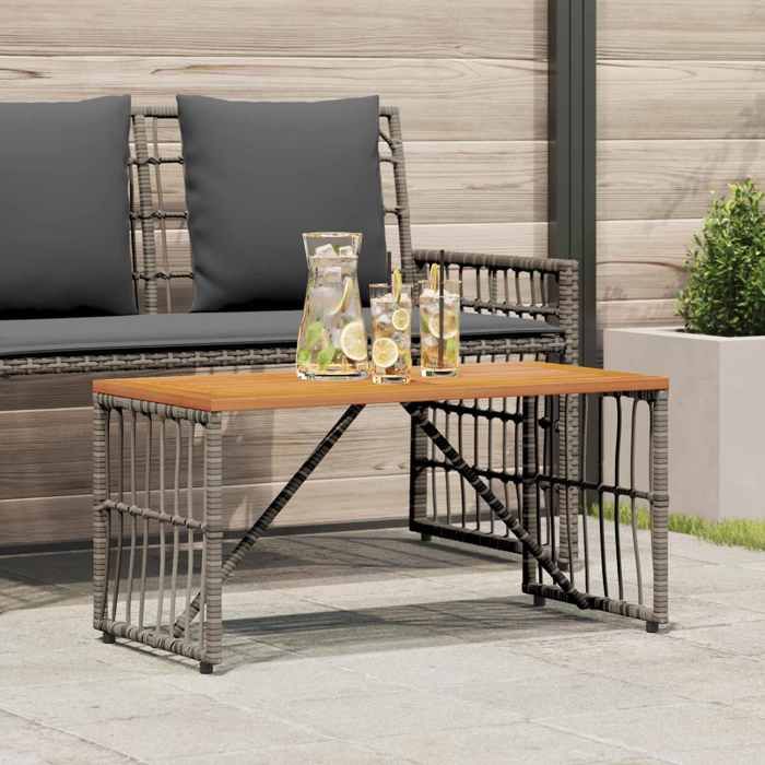 Les SoldesTable de jardin( 1 pc )- Table cuisine - ANTI-UV - 4 personnes - Gris 80x40x40 cm Acier et Rattan Poly kmo74w