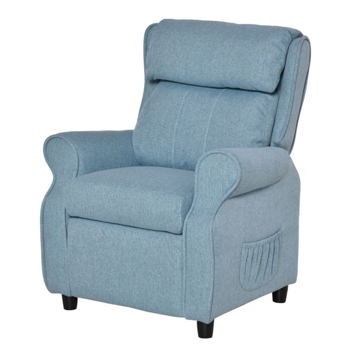 Fauteuil enfant bleu en tissu – dossier réglable repose-pieds accoudoirs 65 kg