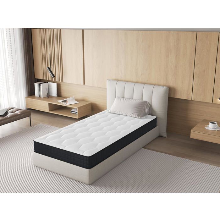 Matelas 90x190 cm mousse épaisseur 12 cm - 1 personne accueil moelleux et structure respirante