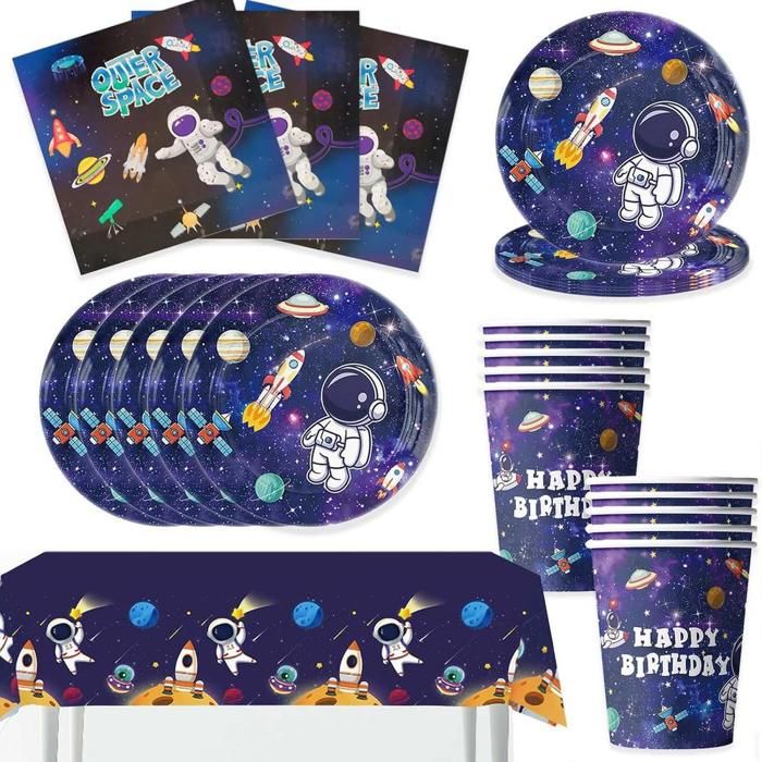 Ensemble de décoration pour fête danniversaire sur le thème de lespace pour enfants