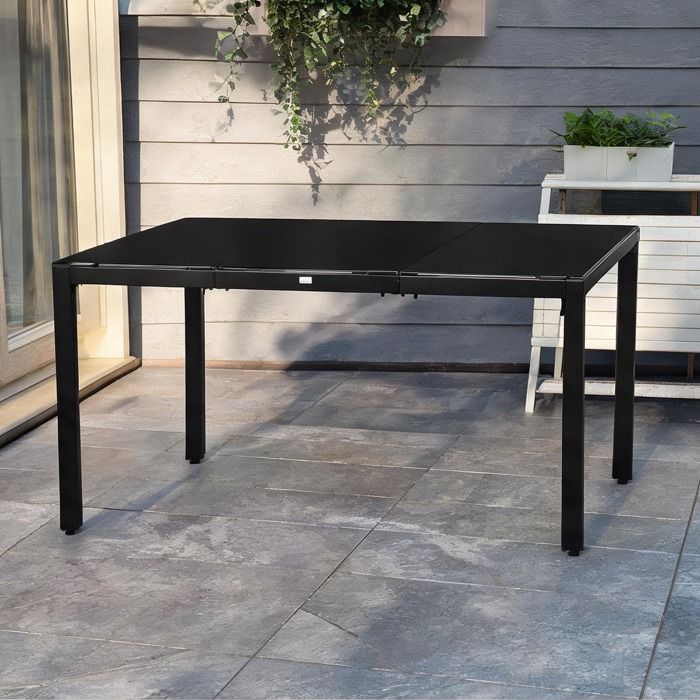 Ensemble Table Chaise De Jardin en aluminium Noir 180 x 80 x 72 cm