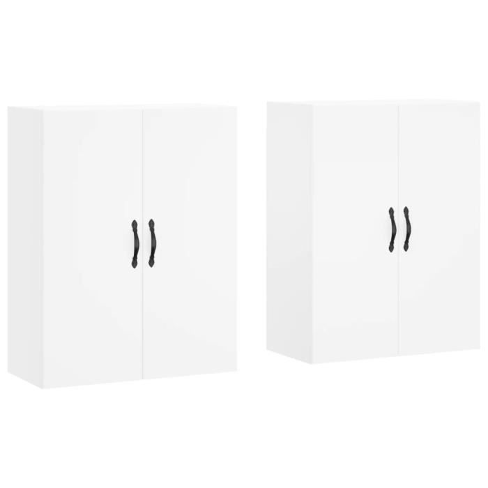 Atyha0 Armoires murales 2 pcs blanc bois d'ingénierie A3197889 98666