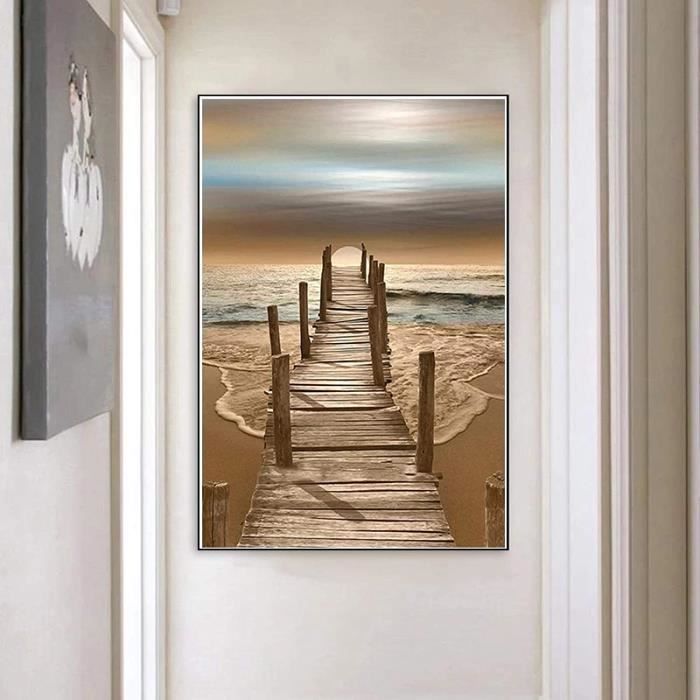 Tableau Photo Sur Toile 100x50 Cm - Architecture Mer Pont, Style Moderne Gris - Neuf, Marque Tulup, Pour Décoration