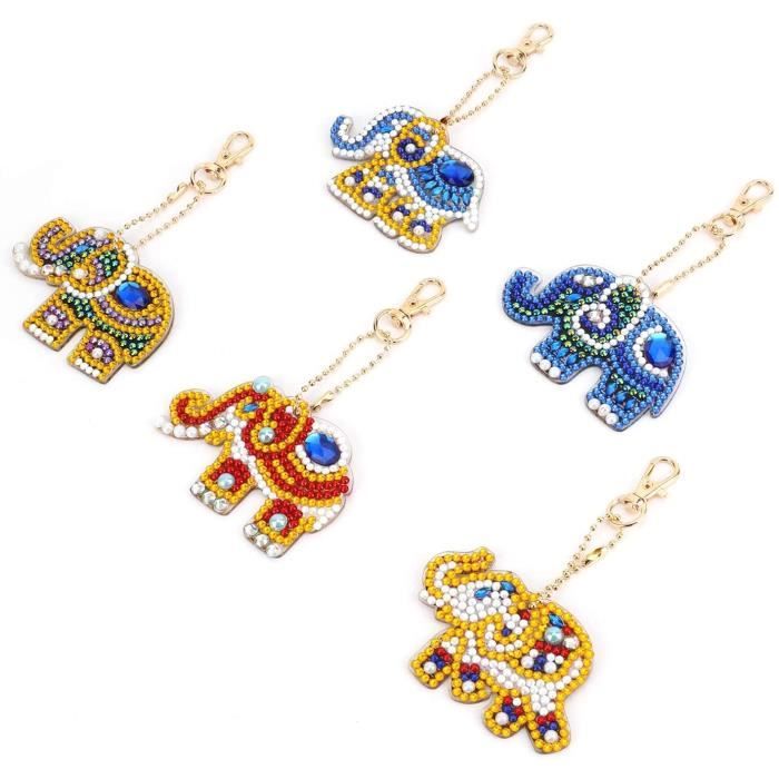 Kit Diamant Peinture Porte-clés DBALL - 10 Modèles Hibou/papillon, DIY 5D, Complet Avec Accessoires