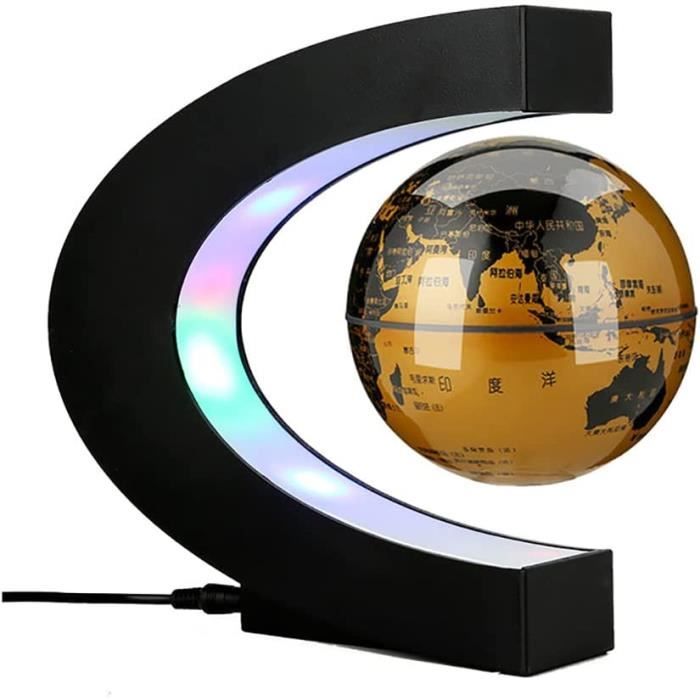 Globe Flottant Avec Lumières Led En Forme De C, Lévitation Magnétique