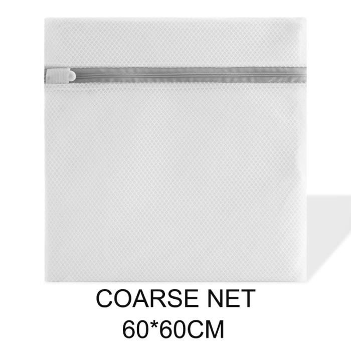 Sac à Linge En Maille 60x80 Cm - Avec Cordon De Serrage - Lavable En Machine - Blanc - Pour Voyage, Dortoir, Maison - 5