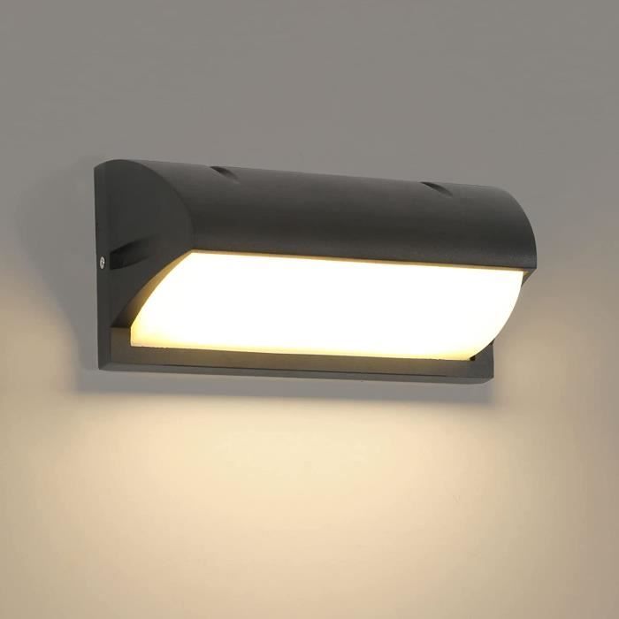 18W LED Applique Murale Lampe Extérieur avec Detecteur de Mouvement Moderne  Noirs 3000K Blanc Chaud Aluminium Luminaire IP65 Étanche Lumière Éclairage
