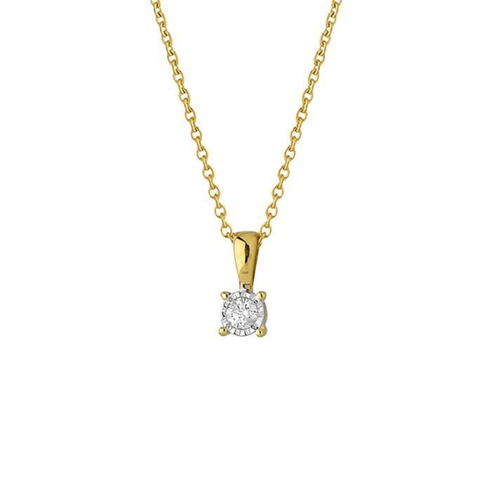 Collier - Brillaxis - Collier solitaire diamant or 18 carats 0.05 ct - Couleur de la matière:Blanc et Jaune Taille/Longueur:45 cm