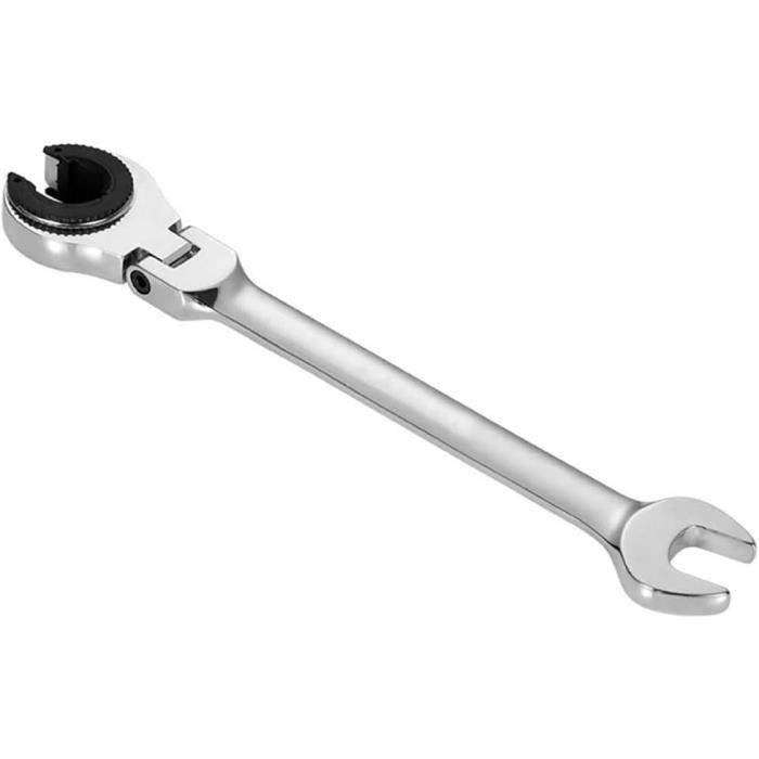 Clé à Tube 19 Mm Cliquet Tête Flexible Double Ouverte | Clé Écrou Évasé Miroir Poli