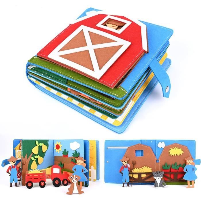 Livre Sensoriel Montessori En Feutre - Busy Board Avec Activités Interactives Pour Enfants 3 Ans Et Plus - Cadeau Éducatif Et Ludique