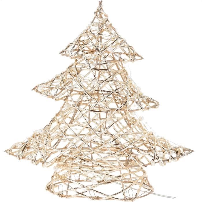 Couronne De Noël LED Branches De Sapin - 50 Cm, 50 LEDs Blanc Chaud, Minuterie, Piles AA (non Fournies)