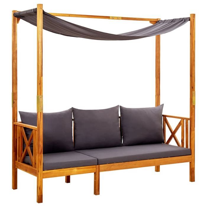 Banc de jardin meuble de patio dextérieur terrasse avec auvent 179 x 66 x 180