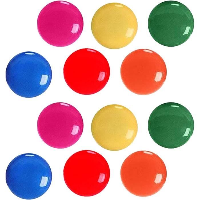 Lot de 12 aimants de bureau ronds colorés pour tableau d'affichage