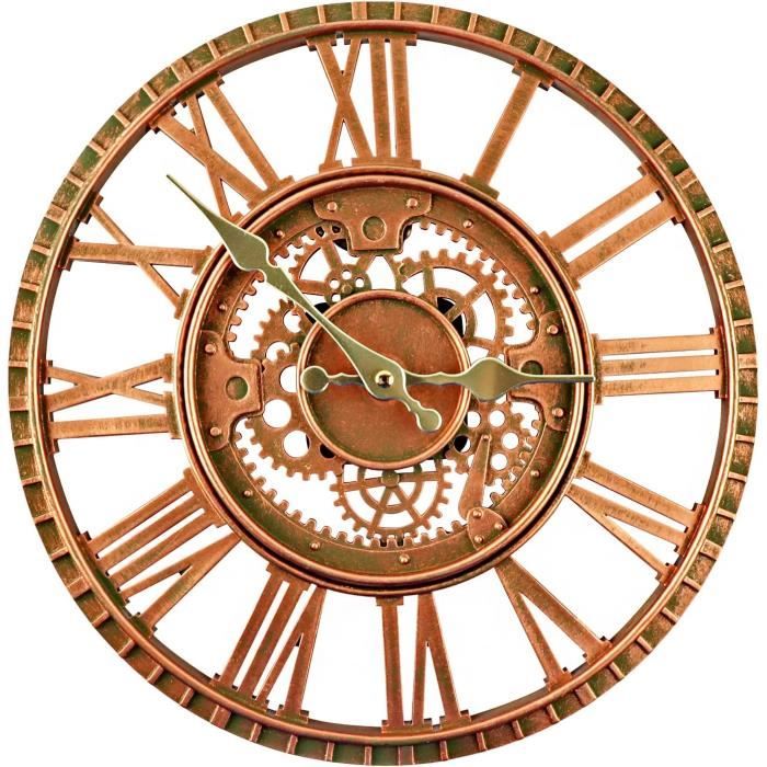 Horloge Murale Extérieure Vintage 34 Ou 40 Cm - Résistante Aux Intempéries, Métal, Mouvement Silencieux