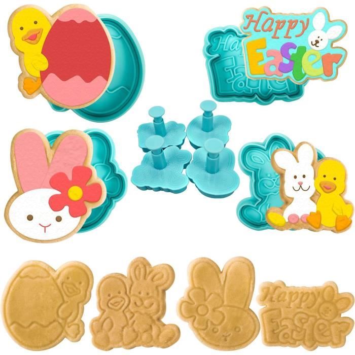 Lot 12 Emporte-pièces Pâques 3D En Plastique – Moules à Biscuits œufs & Motifs Festifs Pour Enfants & Pâtisserie