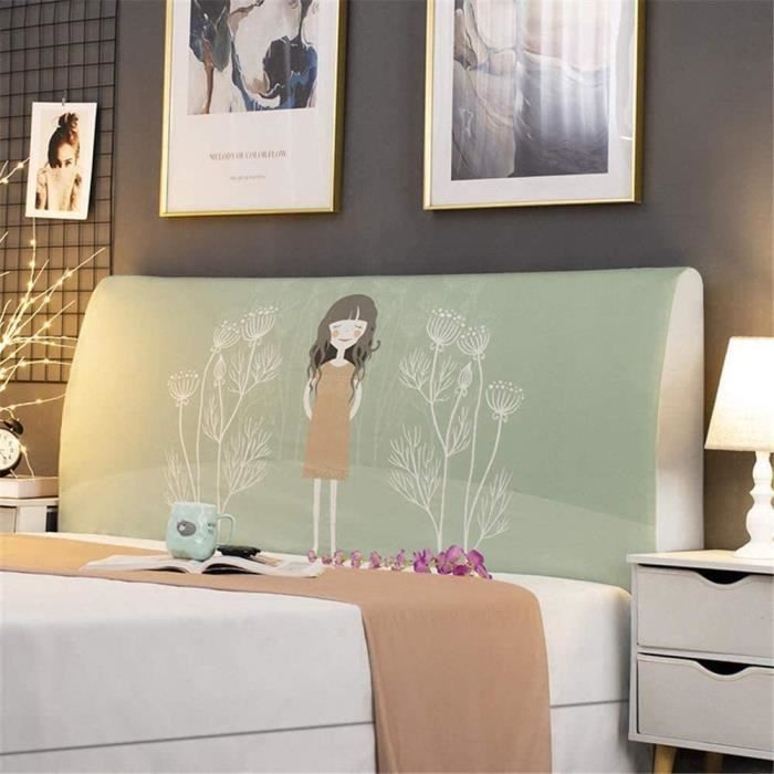 Housse De Tête De Lit Extensible 140cm - Gris - Avec Poches Latérales Téléphone