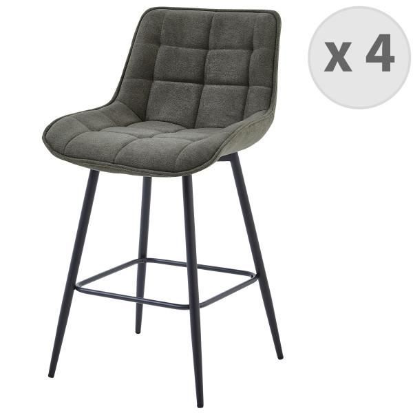 fauteuil de bar en tissu grant - gris - effet cuir vieilli anthracite - pieds fuselés
