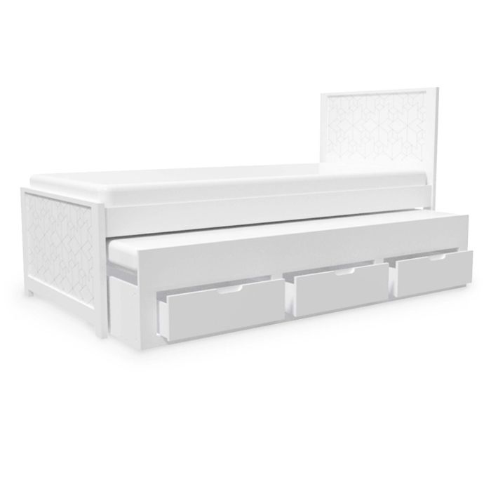 Lit gigogne avec rangement en bois blanc 90 x 190 cm GIULIA - Cdiscount