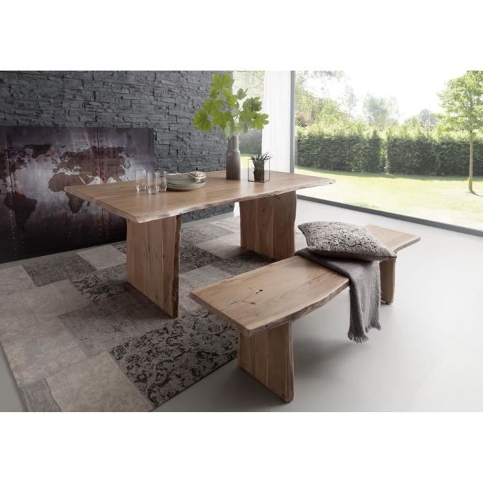 Table à manger 160x100cm - Bois massif dacacia laqué (Bois naturel) - Design naturel - PURE EDGE #113 Table à manger 160x100cm - Bois massif dacacia laqué (Bois naturel) - Design naturel - PURE EDGE #113