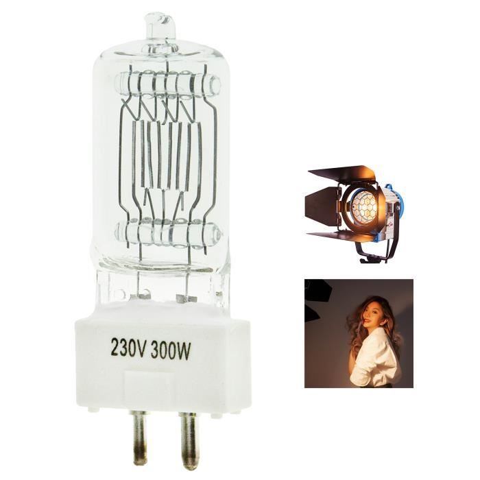 Ampoule Halogène 300W 3200K 230V GY9.5 pour Fresnel Tungsten Vidéo