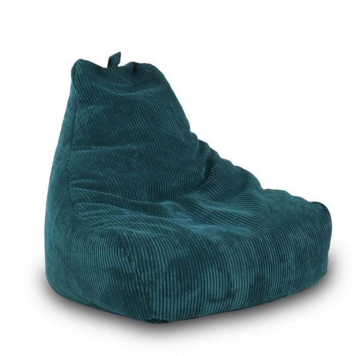 Pouf Poire Fauteuil KEIKO M Velours côtelé Vert foncé