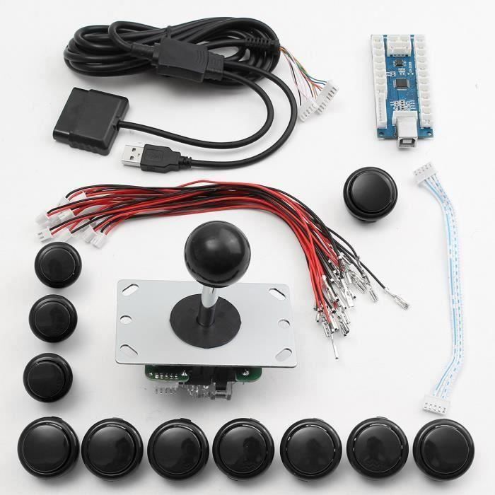 Kit DIY Joystick Bouton 5Pin Jeu Arcade Complet Encoder USB Board Délai