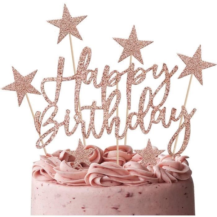 Izoel 2 Kit Decoration Gateau Anniversaire Fille Rose Gold Decoration Ballon Gateau Femmes Couleur Champagne Decor Gateau Happ139 Cdiscount Maison