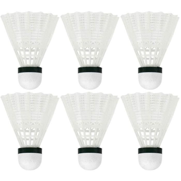 6 pcs volants de badminton sport volants en plastique stable durable formation sportive balles de badminton (blanc)