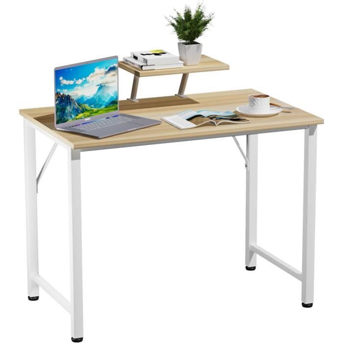 Bureau Gamer LDSZXNE - Surface en Fibre de Carbone PVC - Support décran étagère - Couleurs du bois