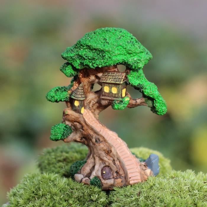 Statue deco,Maison arbre elfe Miniature,jardin féerique,maisons de