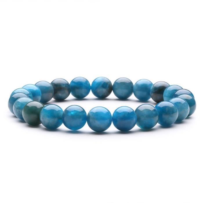 Bracelet Perles Apatite Naturelle - Sur Mesure Homme/femme - Fait Main - Neuf Sans Emballage