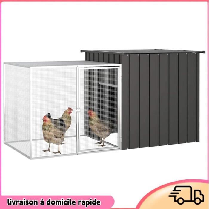 Meilleurs prix pour Cocosity Cage pour poules Anthracite 200x91x100 cm Acier galvanisé - 7894202822262