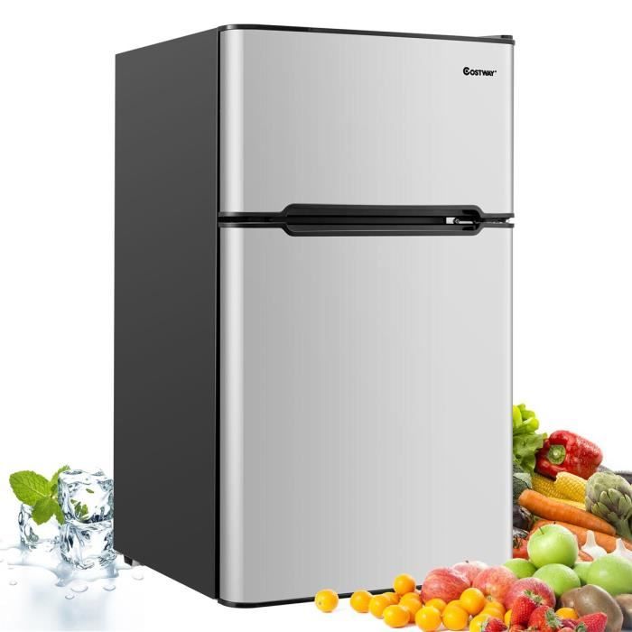 COSTWAY Mini Réfrigérateur Silencieux 46L Table Top Intégrable Blanc 47 x  45 x 50 cm (L