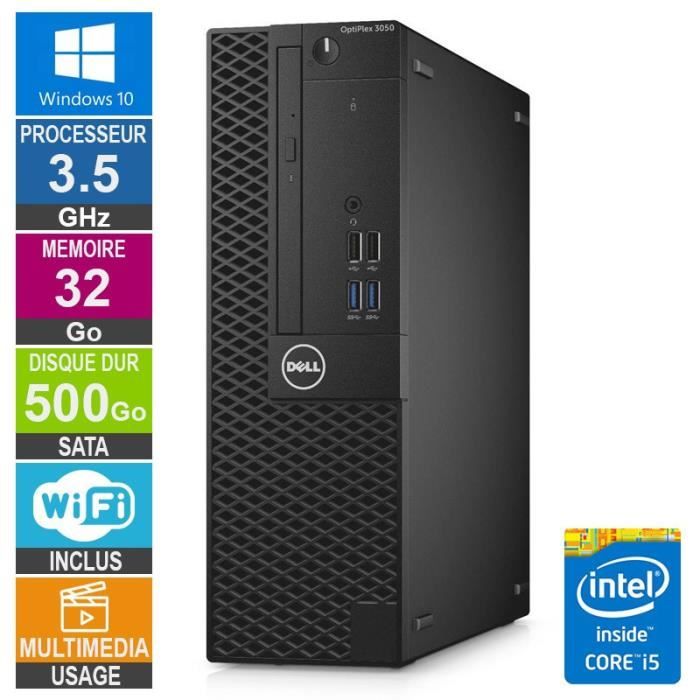 PC Dell 3050 SFF i5-7400 3.50GHz 32Go/500Go Wifi W10 Reconditionné - Dell reconditionné disponible sur Cdiscount Seconde Vie