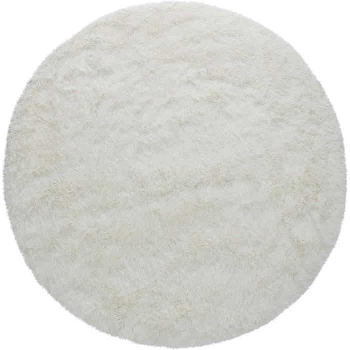 Tapis Rond Shaggy Poil Long - Motif Tie Dye Bordeaux - Doux, Lavable, Antidérapant - 40cm