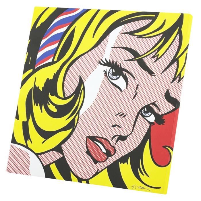 Declea Quadro moderno Girl With Hair Ribbon Roy Lichtenstein Tributo Stampa su tela, Multicolore, 60x60 cm, Home Decor
