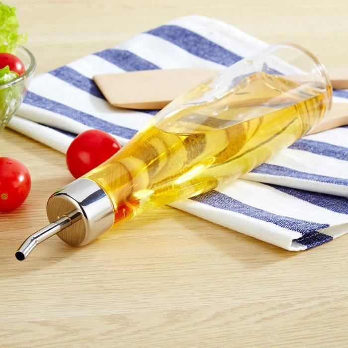Burette D'Huile Et Vinaigre En Verre 500ml - Distributeur Condiments Avec Bec Verseur