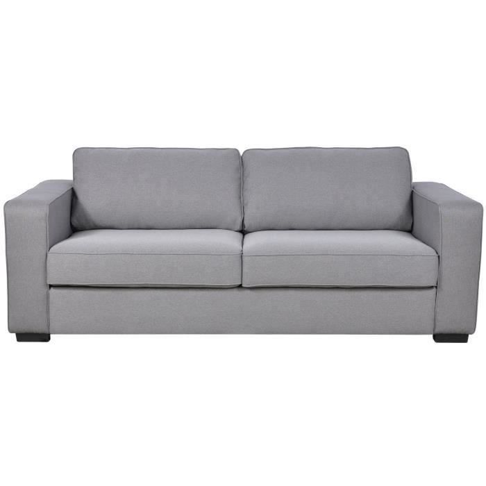 Eden Canape Droit Fixe 3 Places Tissu Gris Clair Contemporain