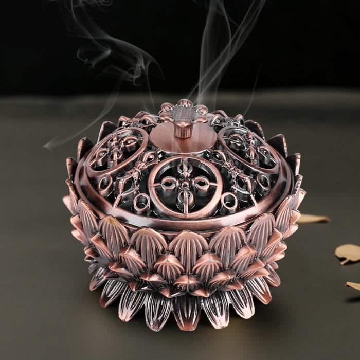 Porte-encens Brûleur D'encens En Forme De Lotus - Décoration Cuivre Rouge - Métal