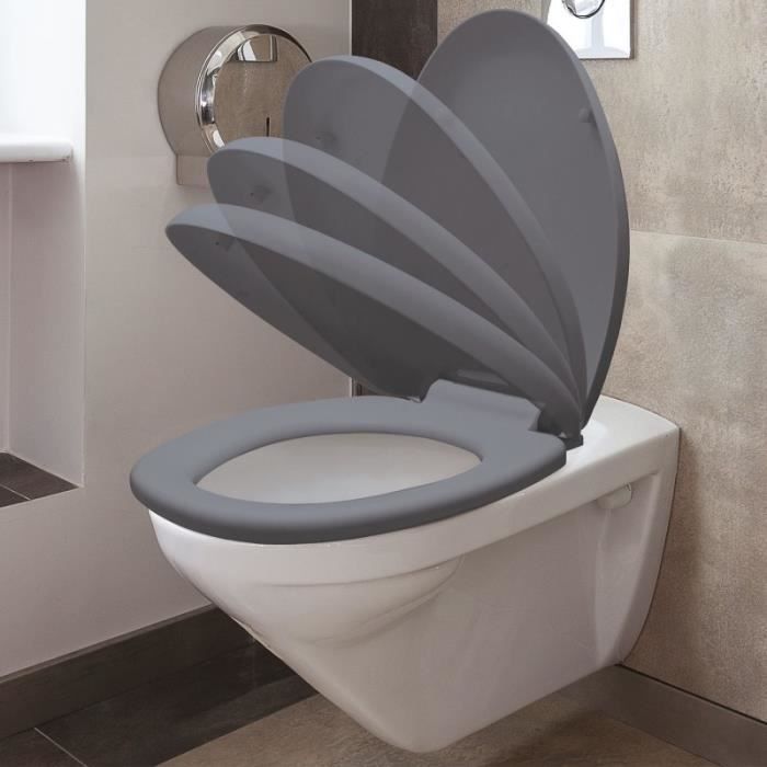 Abattant WC gris avec frein de chute intégré - Cdiscount Bricolage