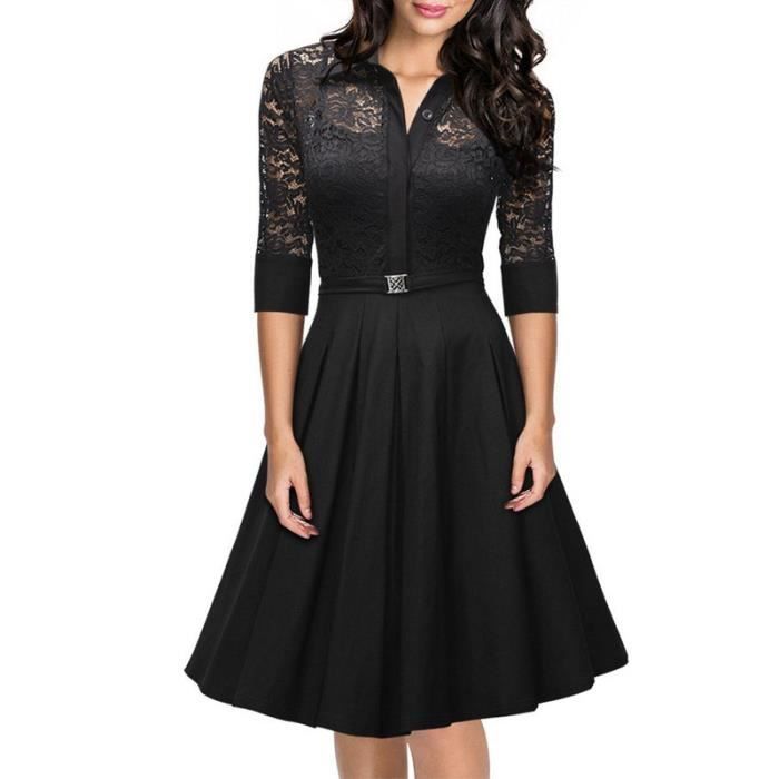 Robe Femme Vintage Années 50 Col V Et Dos Nu | En Coton/polyester, Longueur Genou, Style Rétro Pour Soirée Ou Quotidien