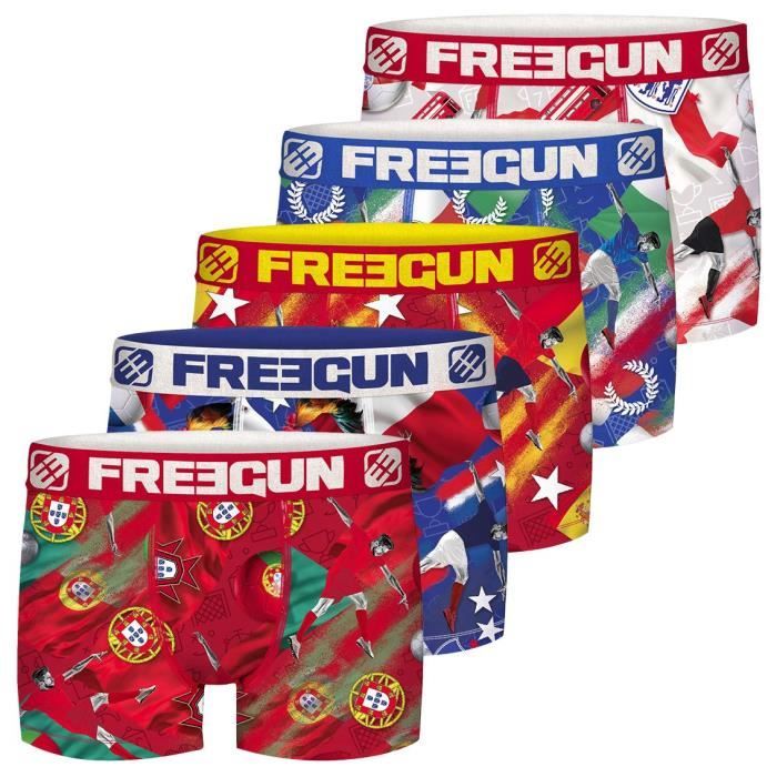 Boxer Enfant FREEGUN Lot De 5 - Coton/Élasthanne - Modèles Surprise - Confortable