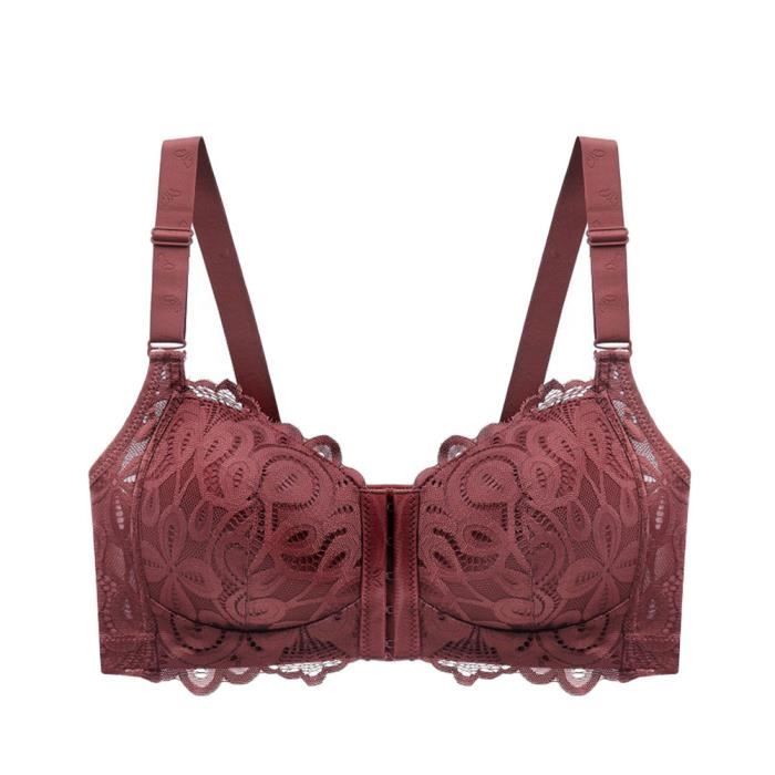 Soutien gorge 100D rose à pois sans armatures ouverture devant fermeture avant