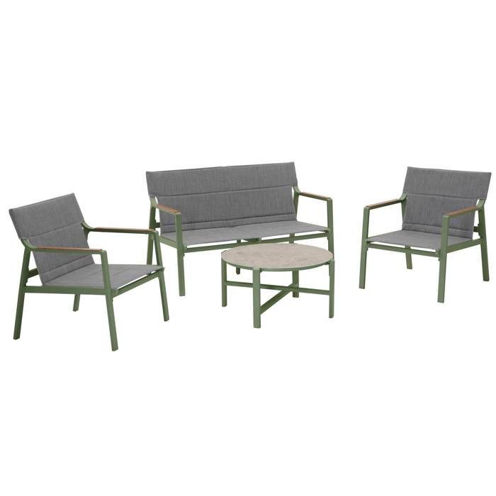 Salon de jardin 4 places en aluminium vert kaki Leki - Oviala Salon de jardin 4 places en aluminium vert kaki Leki - Oviala