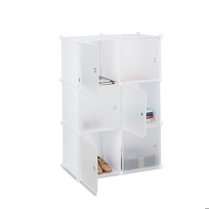 Relaxdays Étagère cubes penderie armoire rangement 6 casiers plastique