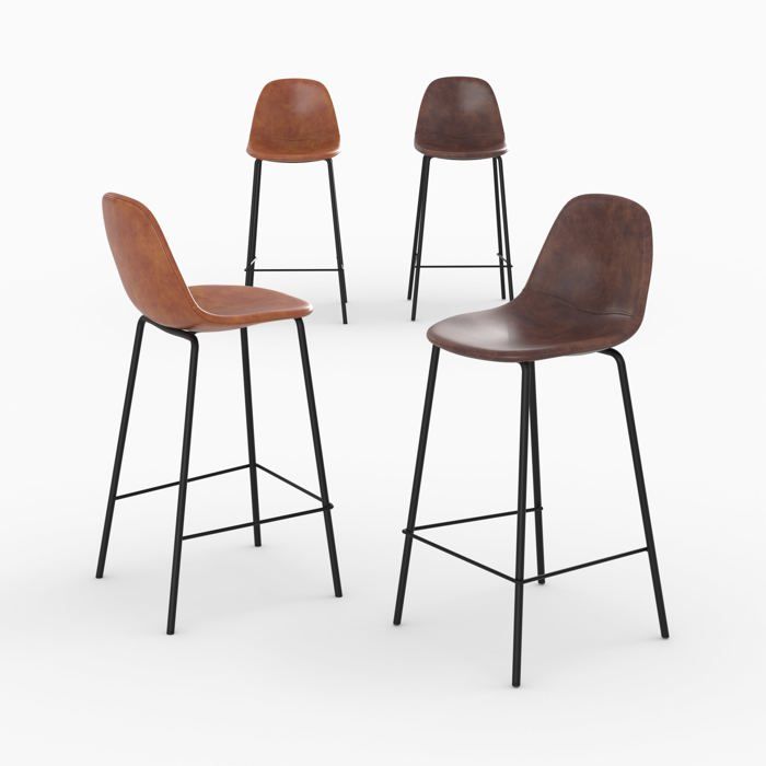 Pack 4 chaises pour îlot central camel et marron 65 cm - Henrik - Maison Pavane Pack 4 chaises pour îlot central camel et marron 65 cm - Henrik - Maison Pavane