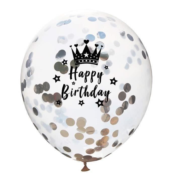 Lot De 6 Ballons De Baudruche Transparents Avec Confettis Intégrés – Pour Anniversaire, 30 Cm, Avec Entonnoir Et Confettis 14 G