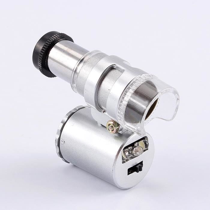 Microscope Portable 60X Pour Smartphone Avec Lumière LED Et UV - Détecteur De Fausses Pièces, Bijoux, Miniature 58x55x22 Mm